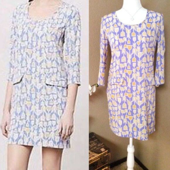 Maeve Blue and Yellow Patterned Dress - Picture 2 of 8